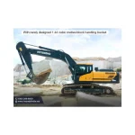 Hyundai HX380L excavator with rock bucket in marble quarry